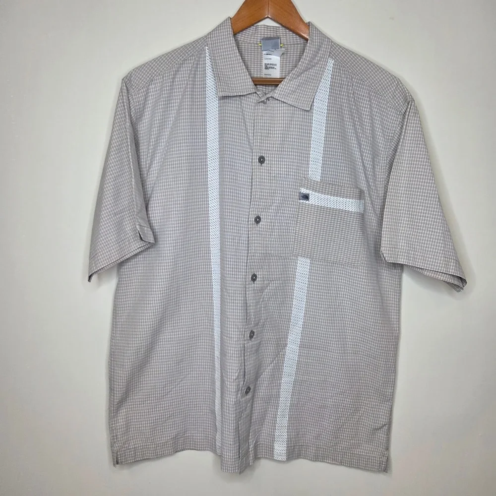 The North Face A5 Series Men Large Tan Plaid Button Down‎ Short Sleeve Shirt L
